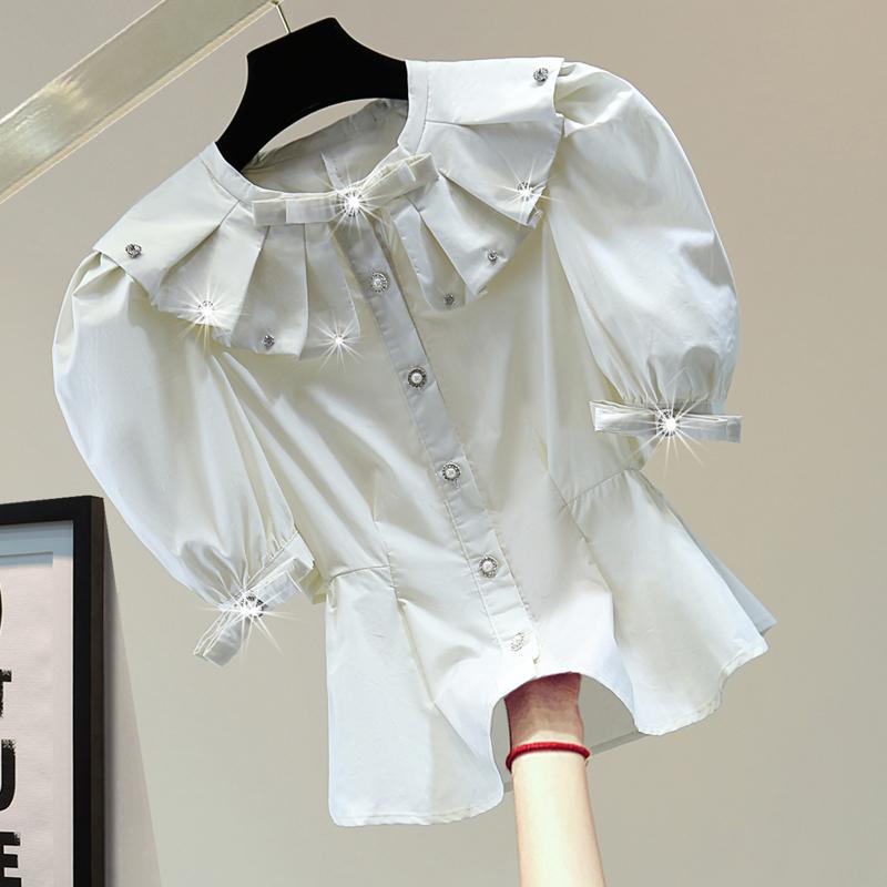 Women' Blouses & Shirts Hollow Pleated Waist Trimming Short-Sleeved Shirt Women' 2022 Summer Korean Style Slimming Diamond Bow Puff Sl, Apricot
Women' Blouses & Shirts Hollow Pleated Waist Trimming Short-Sleeved Shirt Women' 2022 Summer Korean Style Slimming Diamond Bow Puff Sl, Apricot