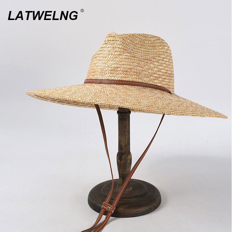 Belt Strap Straw Sun Hat For Women Fashion Vacation Beach UV Hats WideBrim Panama Hats Outdoor Wholesale 220607