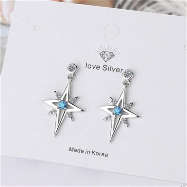Star Stud earrings S925 Stamp silver new women's fashion jewelry high quality crystal zircon mid-length tassel simple awning errings GC1289