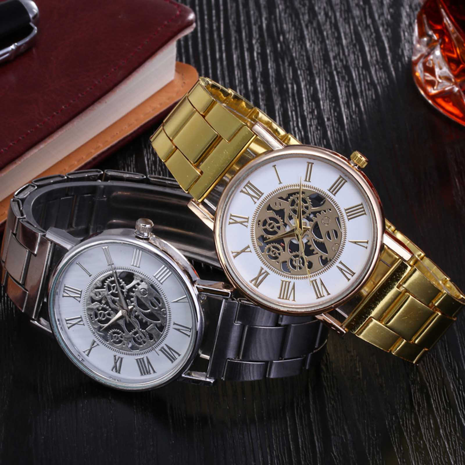 Quartz Watch Roman Numerals Hollow Retro Stainless Steel Strap for Men Fashion Sport Wristwatch Relogio Hombre Drop Ship, Gold
Quartz Watch Roman Numerals Hollow Retro Stainless Steel Strap for Men Fashion Sport Wristwatch Relogio Hombre Drop Ship, Gold