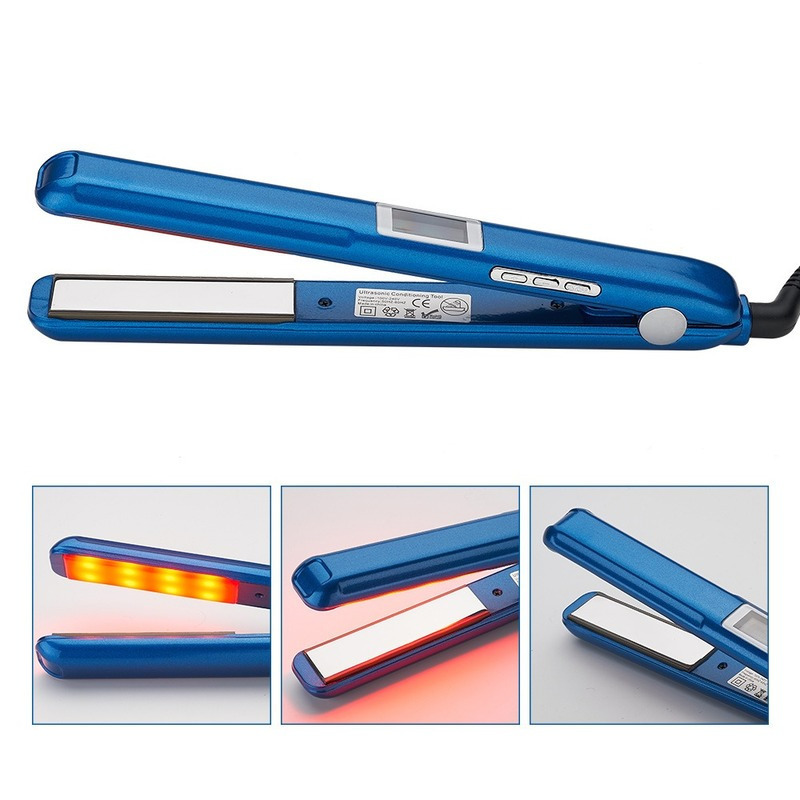 Infrared Hair Care Iron Ultrasonic Hair Straightener for Frizzy Dry Hair Keratin Repair Warm Mist Irons Recovers Damaged 220623
