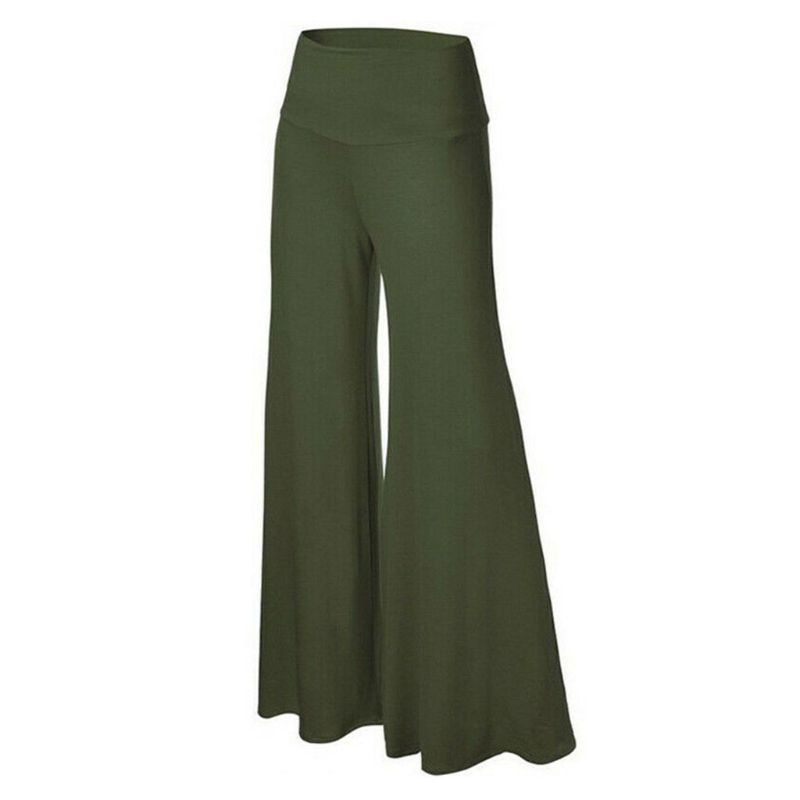 Womens Plus Size High Waist Wide Leg Maxi Long Pants Solid Color Office Lady Loose Stretch Pleated Palazzo Lounge Trousers S-3X 220325