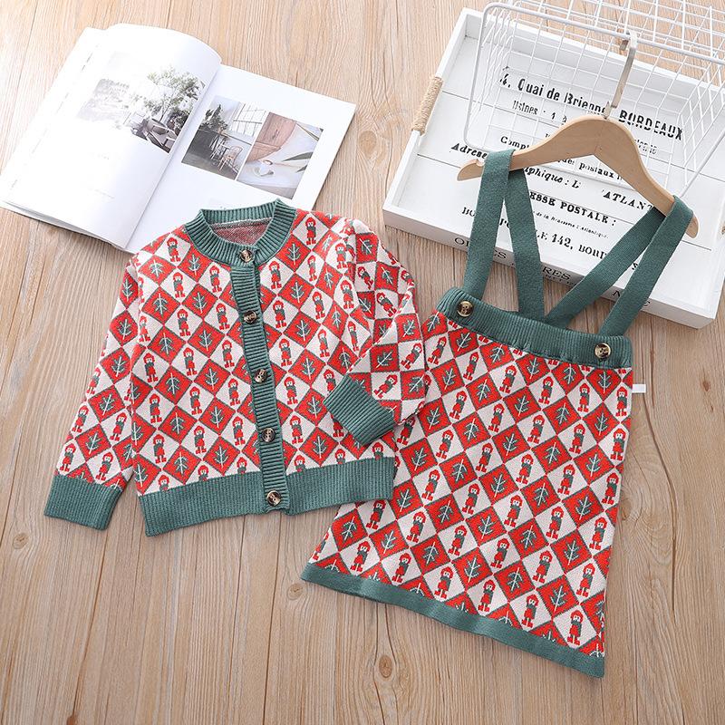 Clothing Sets Toddler Girl Winter Clothes Set Long Sleeve Cardigan And Overall Skirt Children Kids Christmas WholesaleClothing, Red
Clothing Sets Toddler Girl Winter Clothes Set Long Sleeve Cardigan And Overall Skirt Children Kids Christmas WholesaleClothing, Red