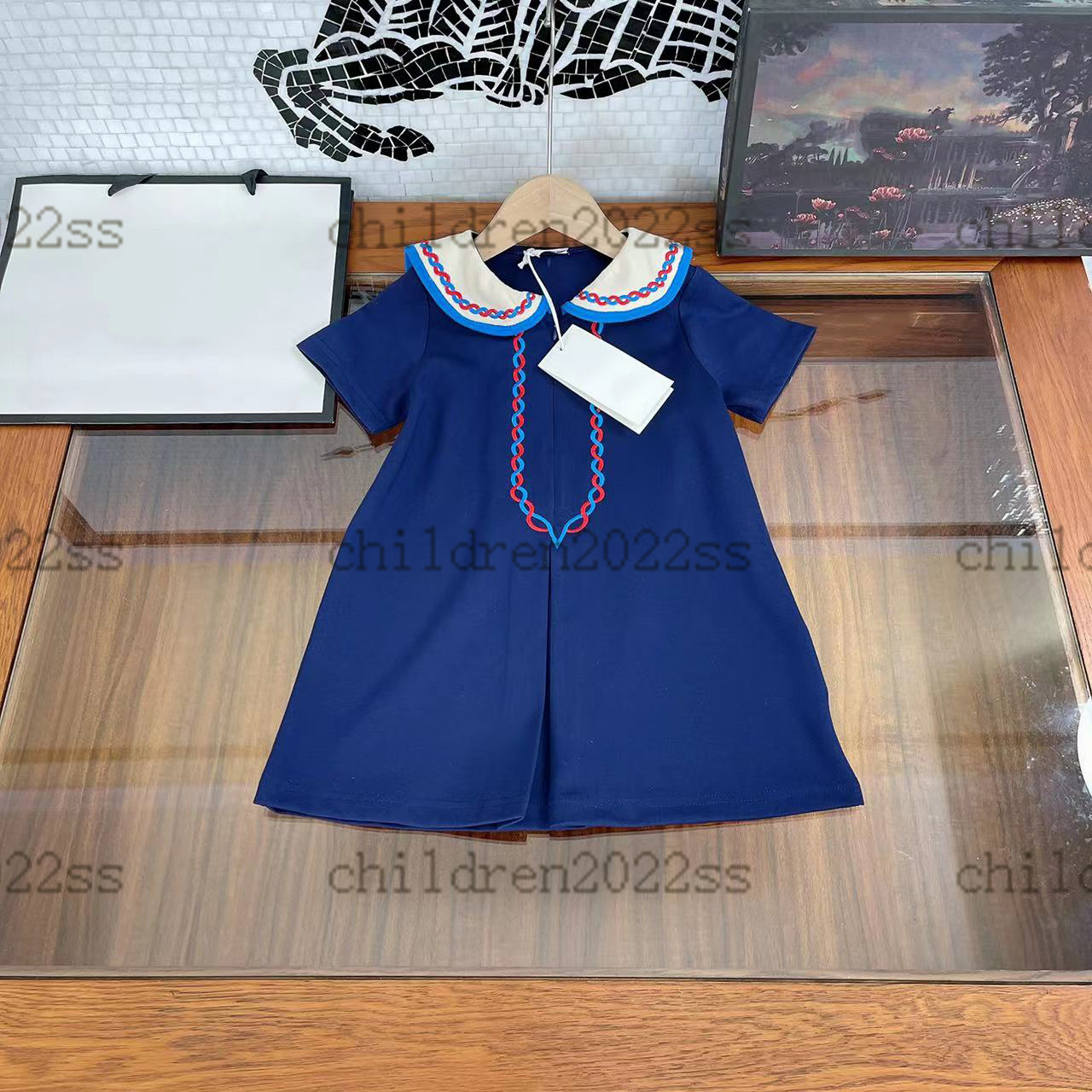 summer high-end Kids dress preppy style navy blue designer girls cotton dresses classic childrens skirts size 100-160cm, 02
summer high-end Kids dress preppy style navy blue designer girls cotton dresses classic childrens skirts size 100-160cm, 02