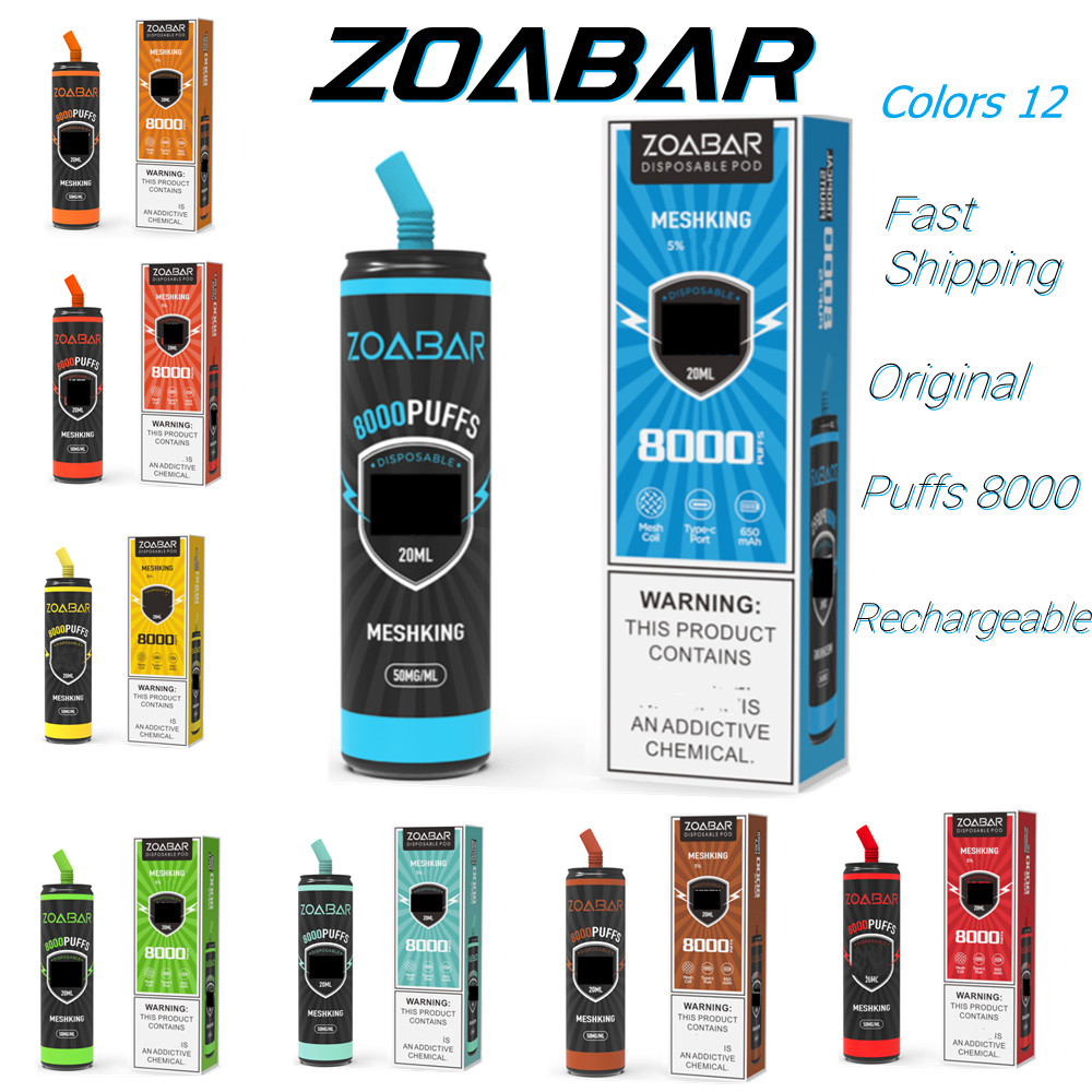 Authentic ZOABAR Disposable E Cigarettes 8000 Puffs 5% Vapor Device 12 Colors 20ML Prefilled Pod Cartridge 650MAh Rechargeable Mesh Coil Vape Pen OEM
Authentic ZOABAR Disposable E Cigarettes 8000 Puffs 5% Vapor Device 12 Colors 20ML Prefilled Pod Cartridge 650MAh Rechargeable Mesh Coil Vape Pen OEM