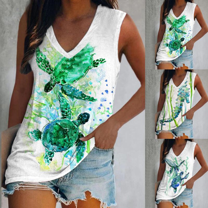 Women's Tanks & Camis Brand Women Pajamas Ladies V Neck Sea Animal Print Top Summer Fashion Sleeveless Loose T Shirt Tank Camp WomenWomen's, Green
Women's Tanks & Camis Brand Women Pajamas Ladies V Neck Sea Animal Print Top Summer Fashion Sleeveless Loose T Shirt Tank Camp WomenWomen's, Green