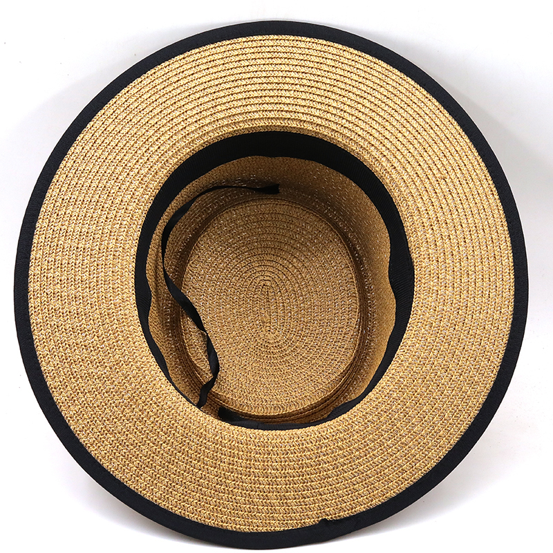 ummer un ladie fahion girl traw ribbon bow beach caual gra flat top panama hat bone women vior cap 220613