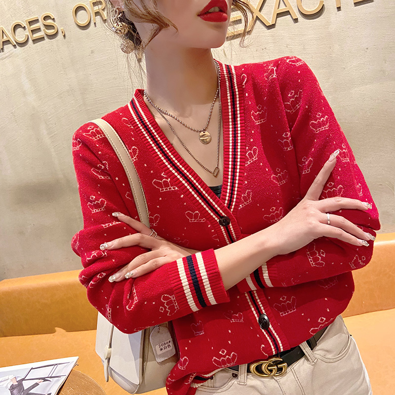 Women Sweater V Neck Printed Knit Cardigan Luxury GGity Clothes Female Casual Long Sleeve Korean Warm Sweater Tops, Black
Women Sweater V Neck Printed Knit Cardigan Luxury GGity Clothes Female Casual Long Sleeve Korean Warm Sweater Tops, Black