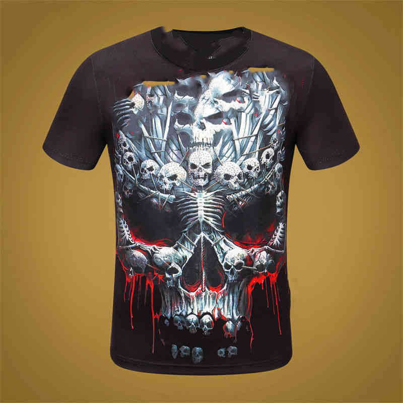 2022 summer new European, American and Ger men's Cross the skeleton short sve T-shirt fashion brand high-quality hot drill round neck T-shirt men, Black
2022 summer new European, American and Ger men's Cross the skeleton short sve T-shirt fashion brand high-quality hot drill round neck T-shirt men, Black