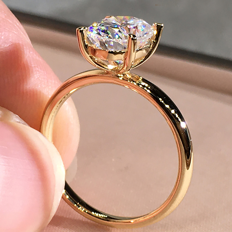10K Au417 Yellow Gold Women Ring Diamonds 1 2 3 4 5 Carat Oval Wedding Party Engagement Anniversary Ring Trendy 220816