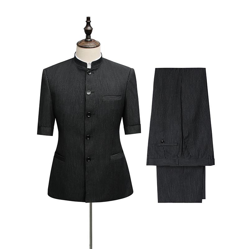 

Men's Suits & Blazers Spring/Summer Short Sleeve Blazer Masculine Office Uniform Design Garment Factory Fancy For Men Apparel Safari SuitMen, Black