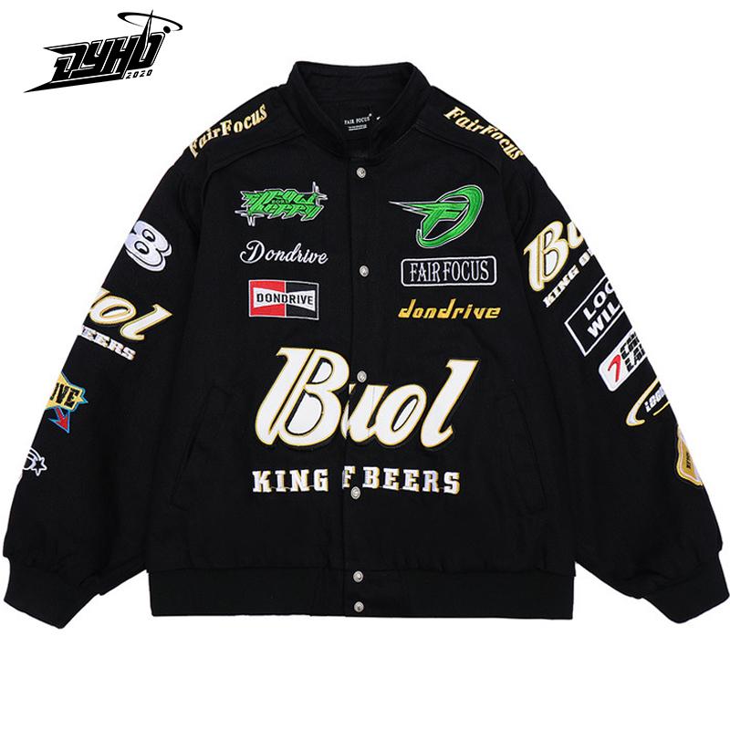 Men's Jackets Fashion Racing Jacket Men Letters Embroidery Oversized Varsity Winter Streetwear Racer Unisex 2022 Outwear, Black;brown 
Men's Jackets Fashion Racing Jacket Men Letters Embroidery Oversized Varsity Winter Streetwear Racer Unisex 2022 Outwear, Black;brown