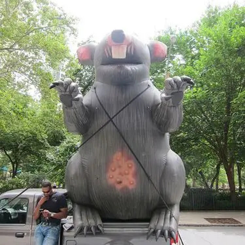 wholesale outdoor creepy giant inflatable mouse grey inflatable rat model for advertising