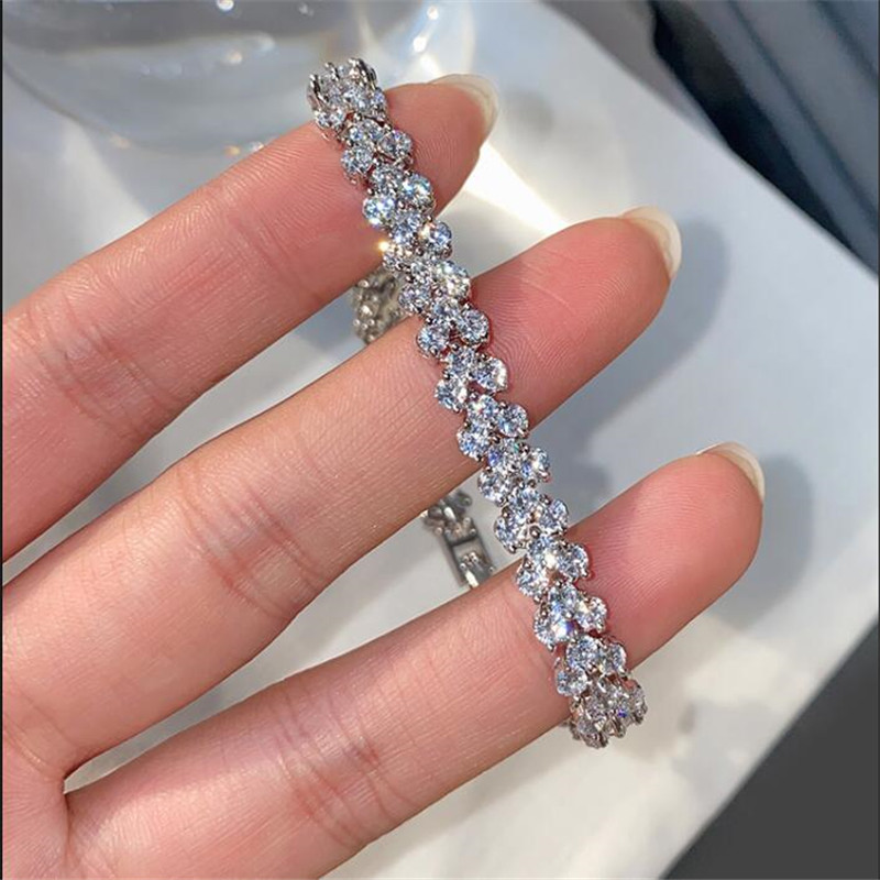 Roman Wedding Bracelets | White Gold Fill Cubic Zirconia Bangle for Women