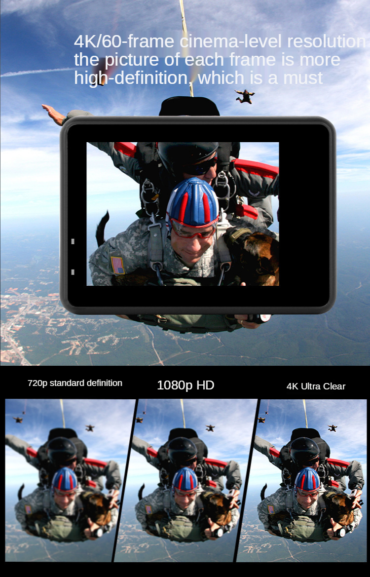 Action Camera real 4K/60fps Touch Dual Screen WiFi Camera Sports DV Video Cameras