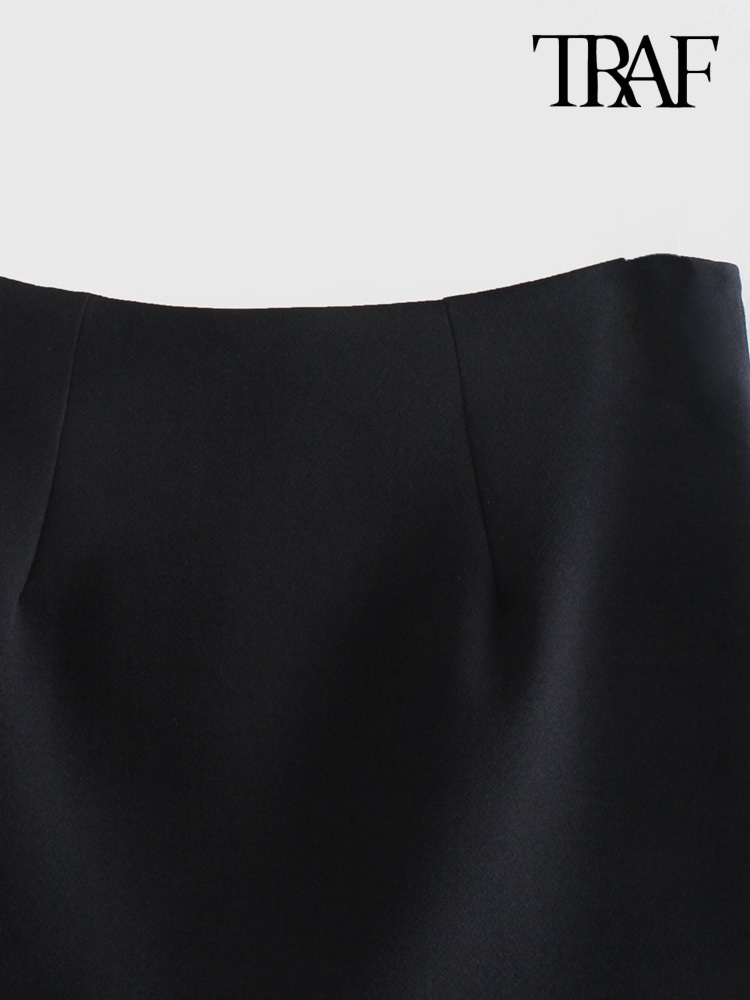 TRAF Women Fashion With Bejewelled Fringe Detail Mini Skirt Vintage High Waist Side Zipper Female Mujer 220322