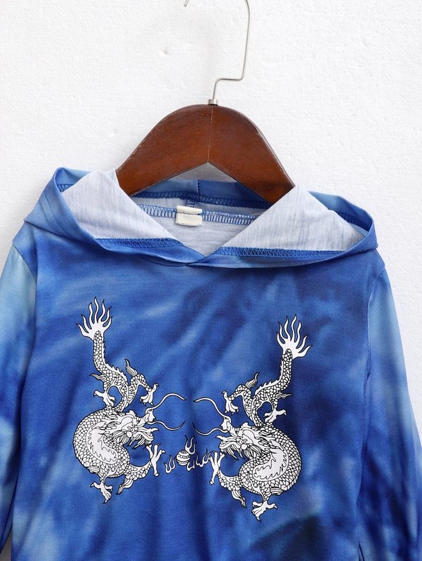 Baby Chinese Dragon Print Tie Dye Hoodie SHE