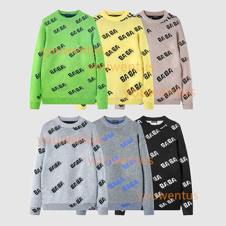 Mens Sweaters designer high quality crew neck letter Hoodie sweatshirt thick knitted sweater couple tops unisex Thermal cashmere-blend Asian size branded Fashion, Yellow 
Mens Sweaters designer high quality crew neck letter Hoodie sweatshirt thick knitted sweater couple tops unisex Thermal cashmere-blend Asian size branded Fashion, Yellow