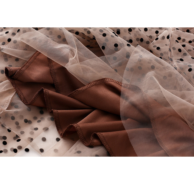 OHRYIYIE Autumn Winter Polka Dot Tulle Skirts Women Casual Elastic High Waist A-line Skirt Female Party Beach Midi Skit 220317