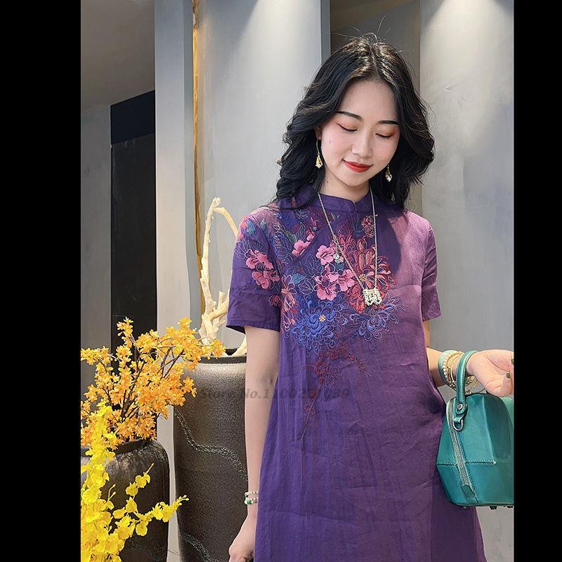 Ethnic Clothing Chinese Traditional Dress Cheongsam Flower Embroidery Cotton Linen Women Party Qipao Elegant Folk Dance QipaoEthnic
Ethnic Clothing Chinese Traditional Dress Cheongsam Flower Embroidery Cotton Linen Women Party Qipao Elegant Folk Dance QipaoEthnic