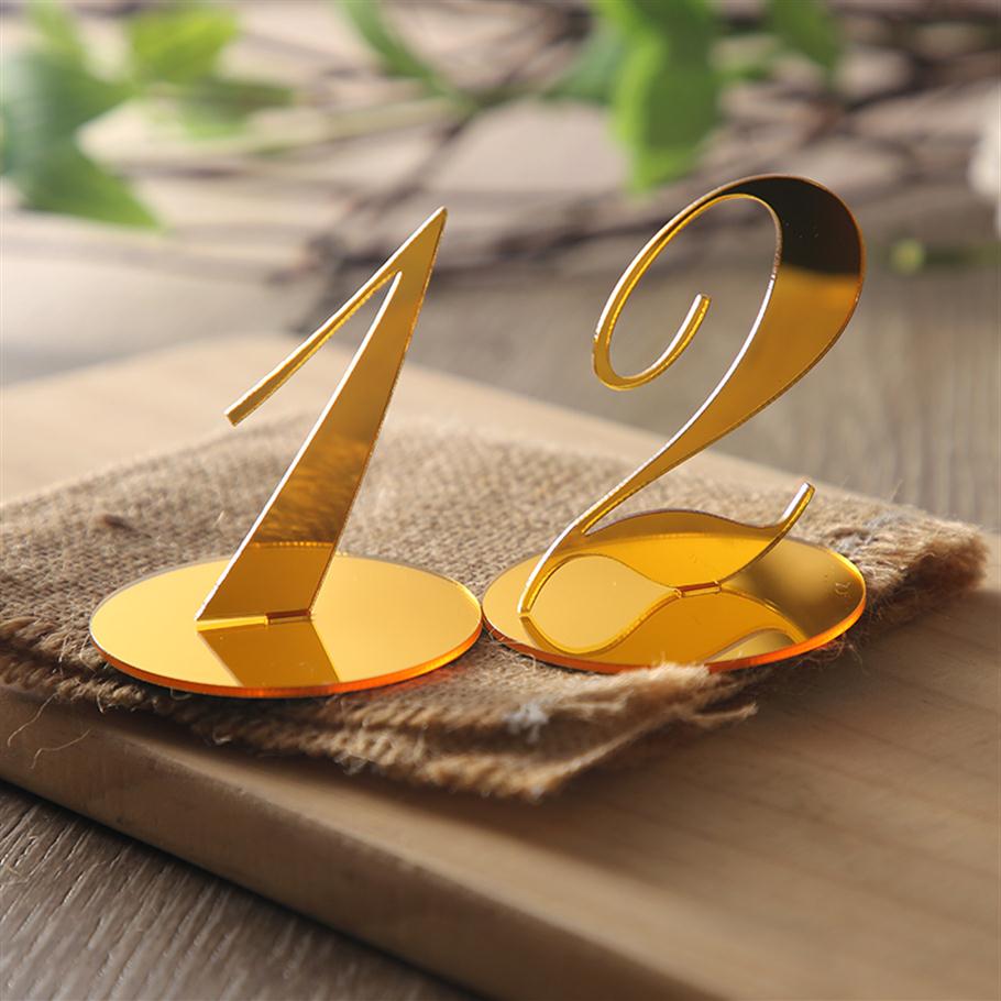 10pcs Wedding Table Numbers decoration for Wedding centerpieces Gold Mirror Acrylic Signs Reception number decor standing 2009247T4872449