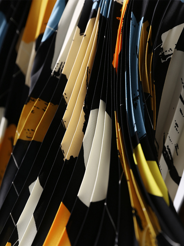 TIGENA Women Midi Skirt Fall Winter Korean Casual Beautiful Print A Line High Waist Pleated Long Female Ladies 220317