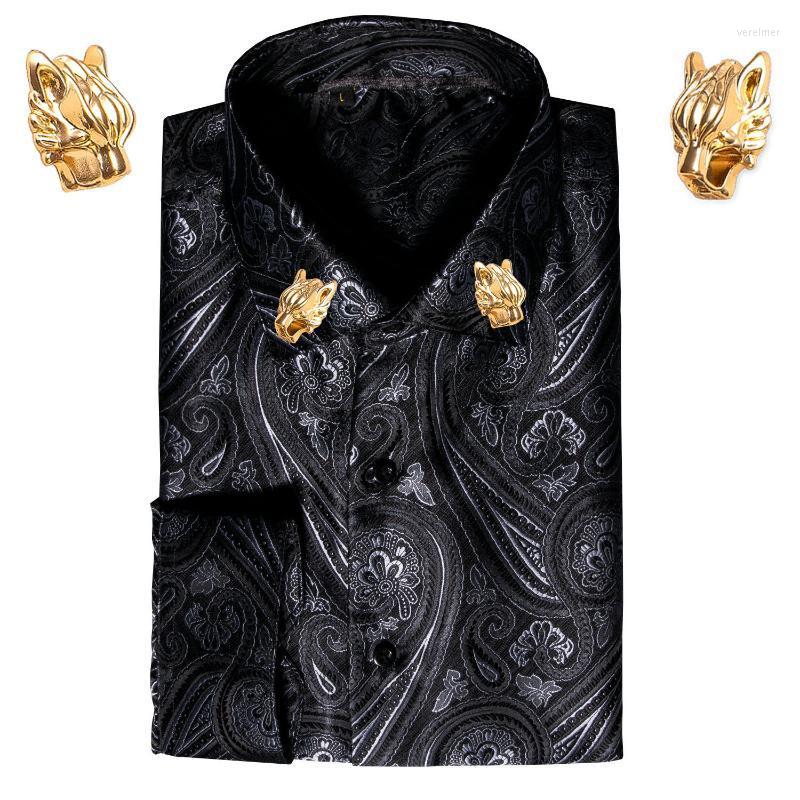 Men' Dress Shirts Fashion Collar Pin Black Paisley Floral Silk Shirt Men Long Sleeve Casual For Designer Barry.WangMen' Vere22, Bc-0007-collar pin
Men' Dress Shirts Fashion Collar Pin Black Paisley Floral Silk Shirt Men Long Sleeve Casual For Designer Barry.WangMen' Vere22, Bc-0007-collar pin