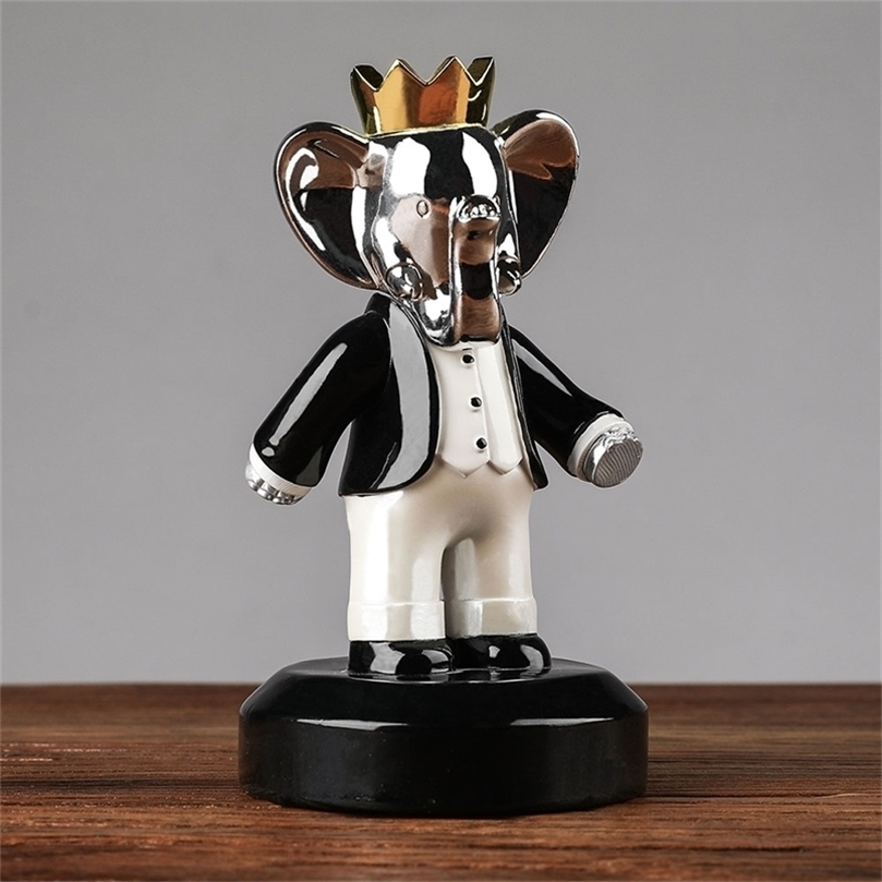 Babolex Home Decor Gift Elephant Figurine Electroplating Process Figurines for Interior Animal Series Living Room Decoration 220329