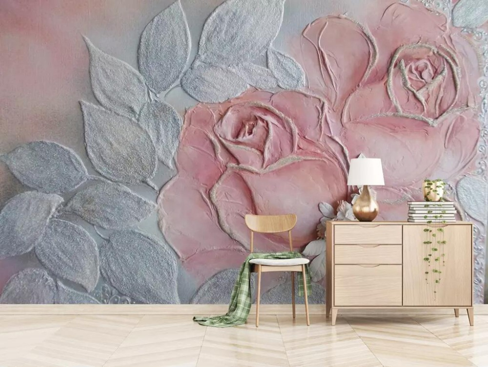 Modern minimalist fresh peony 3D TV background wall professional production of large-scale wallpaper mural wall