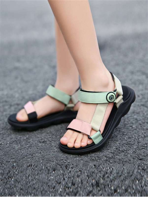 Boys Colorblock Hook-and-loop Fastener Strap Sports Sandals SHE