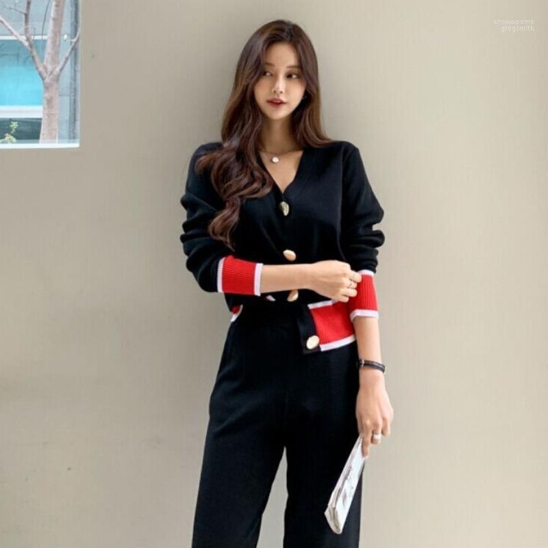 Women's Tracksuits 2022 Spring Arrival Fashion Sets Casual V-Neck Knitting Cardigan Button Sweater And Pants Female Sports Suit, Black
Women's Tracksuits 2022 Spring Arrival Fashion Sets Casual V-Neck Knitting Cardigan Button Sweater And Pants Female Sports Suit, Black