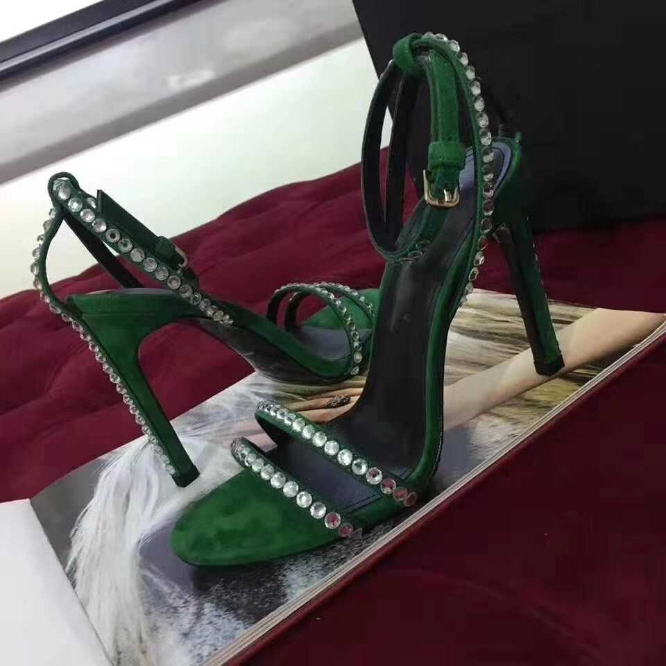 Summer all match leather women shoes waterproof platform style rhinestone high heels buckle strap stiletto heel fashion open toe sandals