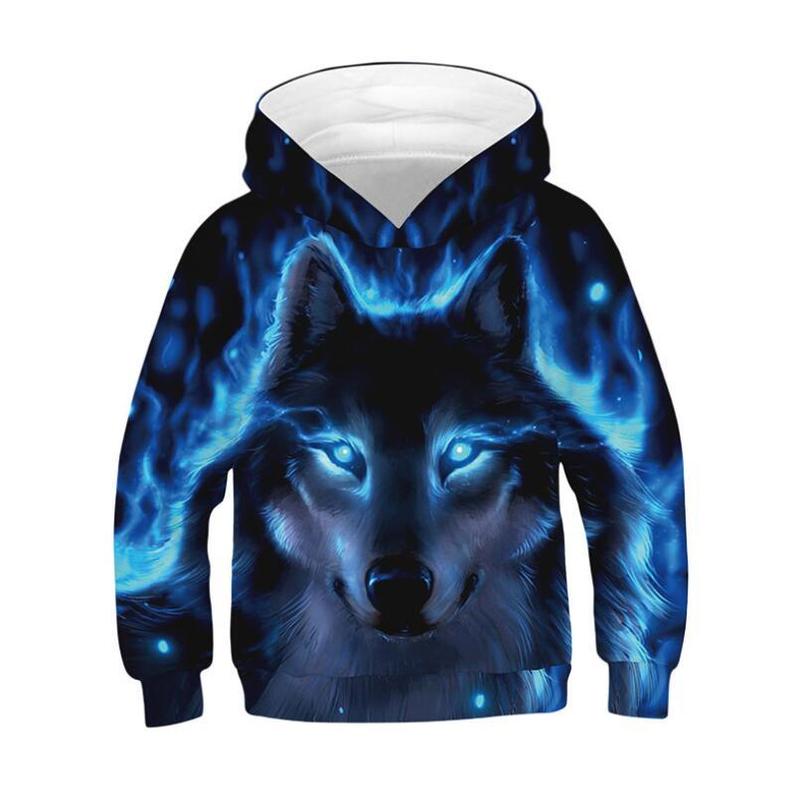 Hoodies & Sweatshirts Boys Girls Wolf Patterning Autumn Winter Teen Kids 220823