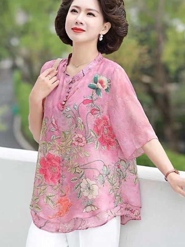 Women's Blouses & Shirts Women Summer Style Tops Lady Casual Short Sleeve O-Neck Flower Printed Blusas SP1506Women's, Pink
Women's Blouses & Shirts Women Summer Style Tops Lady Casual Short Sleeve O-Neck Flower Printed Blusas SP1506Women's, Pink