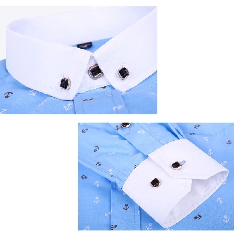 Men Shirt Long Sleeve Floral Printed Plaid Fashion Pocket Casual s 100% Polyester Soft Comfortable Dress 220322