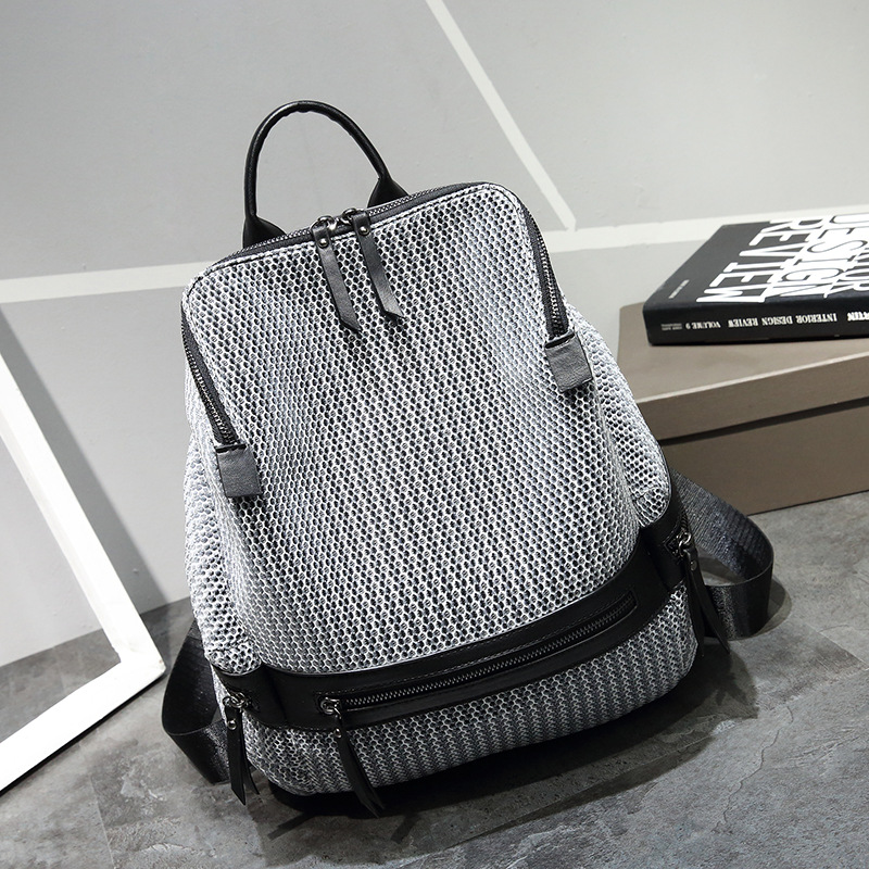 wholesale fashion breathable lightweight hollow shoulder bag large capacity mesh Joker women backpack outdoor leisure leather backpacks