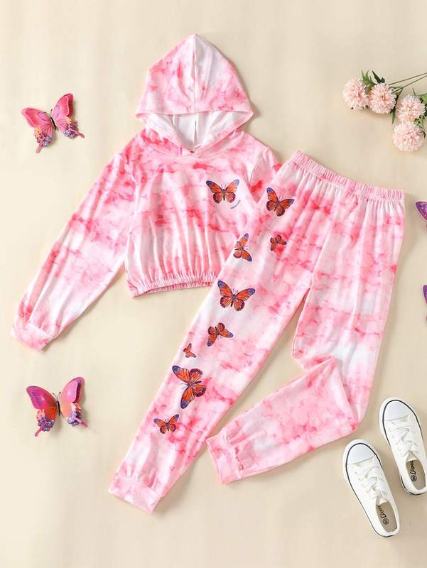 Girls Tie Dye Hoodie & Sweatpants SHE, Pink