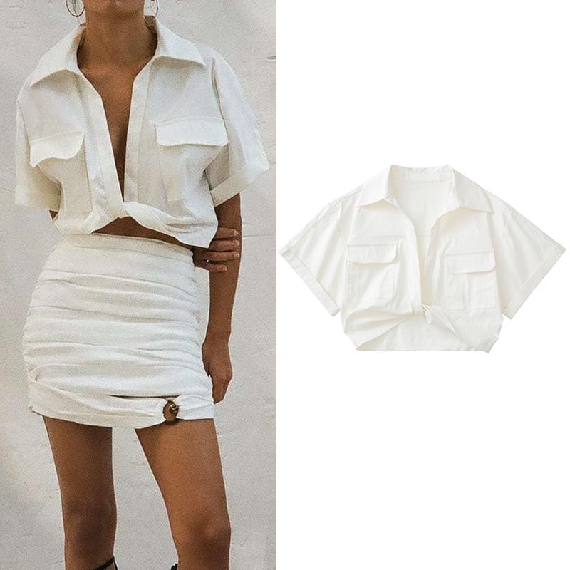 Women's Blouses & Shirts Summer Women Fashion Solid Color Kink Shirt Casual Short Sleeve Lapel With Pocket Female Pullovers Chic Top LY9779W, Green
Women's Blouses & Shirts Summer Women Fashion Solid Color Kink Shirt Casual Short Sleeve Lapel With Pocket Female Pullovers Chic Top LY9779W, Green