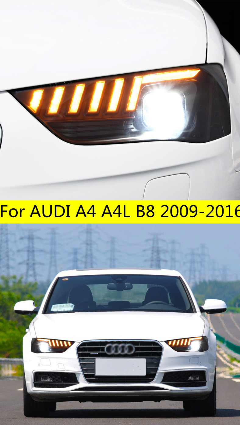 Car Headlights For Audi A4 LED Headlight 2009-16 Headlights A4L B8 DRL Turn Signal High Beam Angel Eye Projector Lens