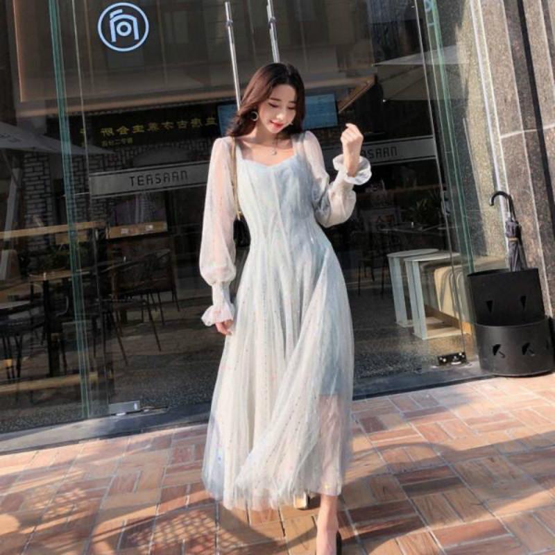 Casual Dresses 2022 Early Spring Autumn Women Long Sleeve Tulle Sequined Shiny Mesh Elegant Mid Dress Y507, Black;gray
Casual Dresses 2022 Early Spring Autumn Women Long Sleeve Tulle Sequined Shiny Mesh Elegant Mid Dress Y507, Black;gray