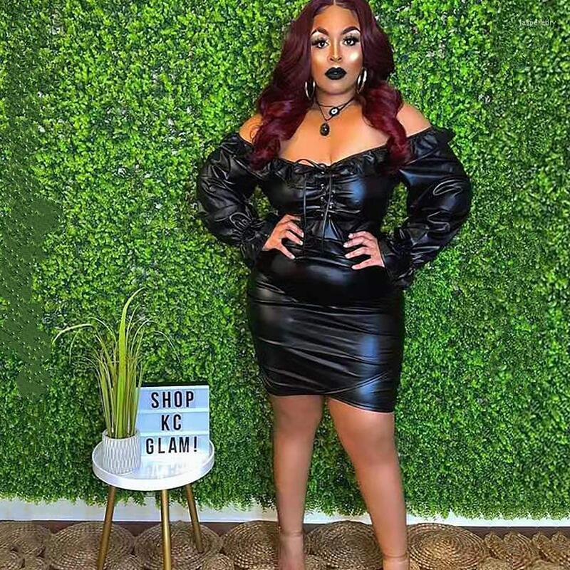 Plus Size Dresses For Women Leather Pu Long Sleeve Off The Shoulder Black Dress Party Sexy Mini Drop Wholesale Jasp22
Plus Size Dresses For Women Leather Pu Long Sleeve Off The Shoulder Black Dress Party Sexy Mini Drop Wholesale Jasp22