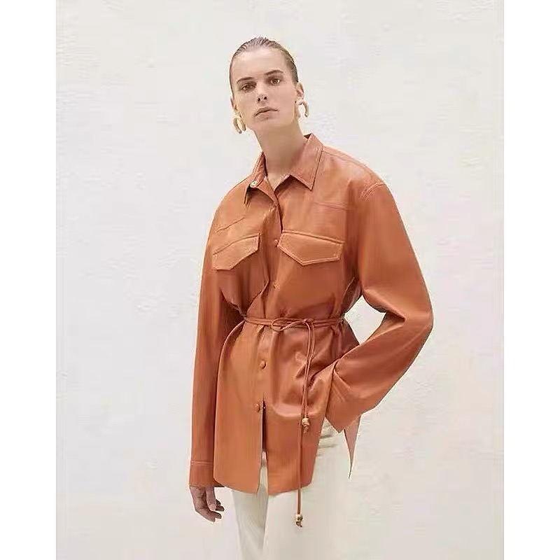 Women' Blouses & Shirts Nanushka Retro Style Imported Protein Leather Wild Long-sleeved Shirt Classic Two-color JacketWomen, Black
Women' Blouses & Shirts Nanushka Retro Style Imported Protein Leather Wild Long-sleeved Shirt Classic Two-color JacketWomen, Black