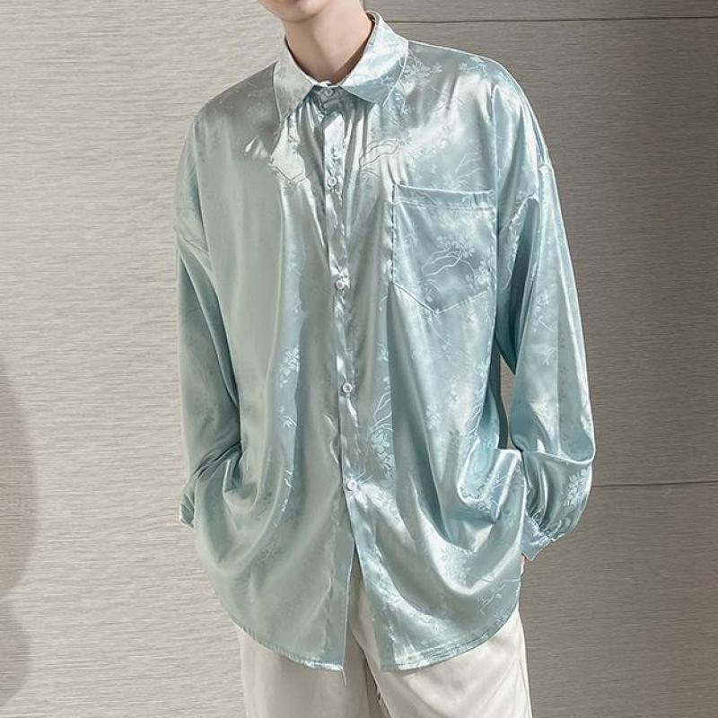 Men's Casual Shirts Light Blue Retro Printed Smooth Silk Dress Shirt Mens Satin Loose Gentleman Complete Elegant Man Bags To Oversize Blouse
Men's Casual Shirts Light Blue Retro Printed Smooth Silk Dress Shirt Mens Satin Loose Gentleman Complete Elegant Man Bags To Oversize Blouse