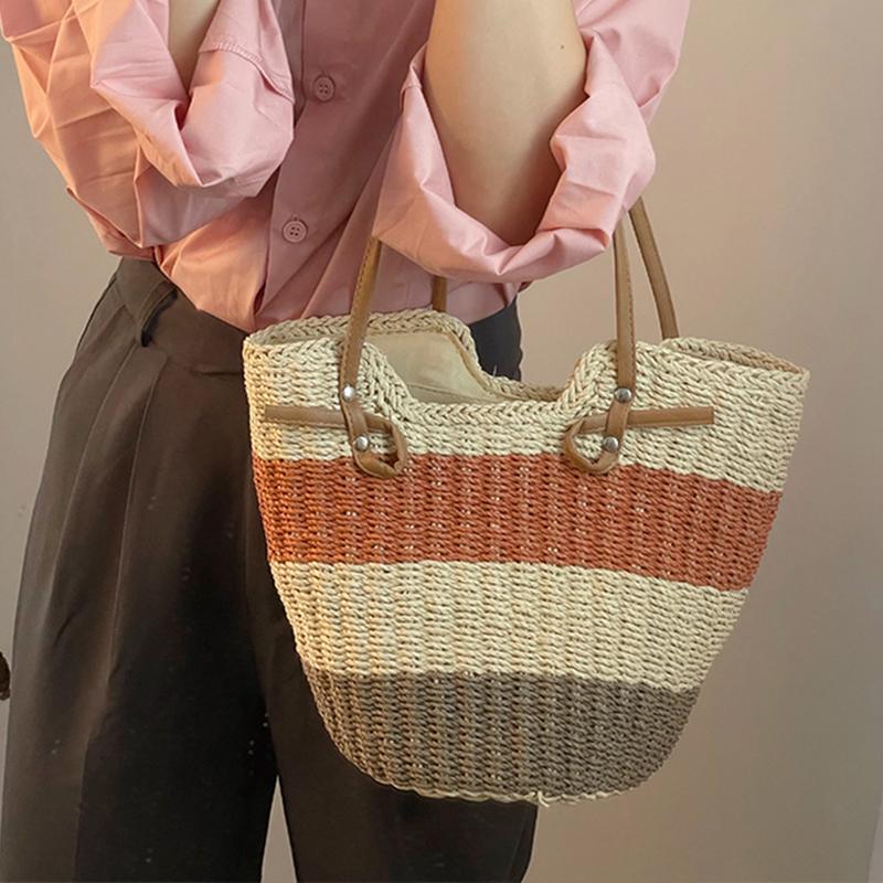 Evening Bags Casual Striped Straw Bag Rope Woven Women Shoulder Handmade Paper Lady Handbags Summer Beach Bucket Basket Small Tote, Beige
Evening Bags Casual Striped Straw Bag Rope Woven Women Shoulder Handmade Paper Lady Handbags Summer Beach Bucket Basket Small Tote, Beige