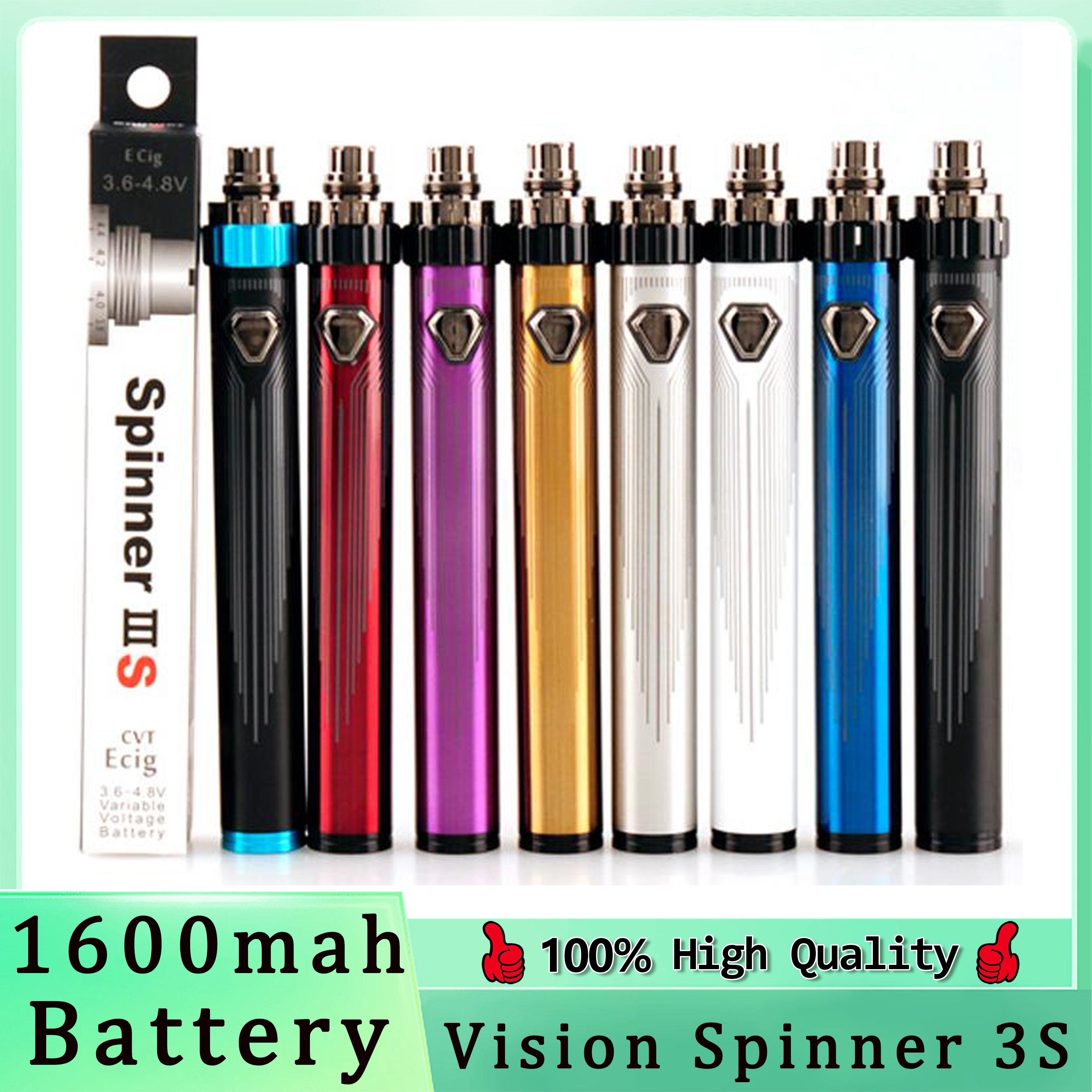 100% Original Vision Spinner 3S IIIS 1600mAh Battery Variable Voltage 3.6V-4.8V Top Twist USB Passthrough ESAM-T For 510 Thread Atomizer Tank Fast Send
100% Original Vision Spinner 3S IIIS 1600mAh Battery Variable Voltage 3.6V-4.8V Top Twist USB Passthrough ESAM-T For 510 Thread Atomizer Tank Fast Send