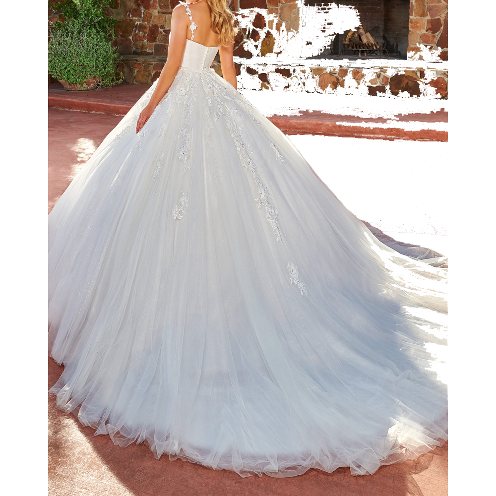 Fancy Ball Gown Wedding Dresses with Cape Bridal Gowns Court Train Sweetheart Spaghetti Tulle Organza with Applique