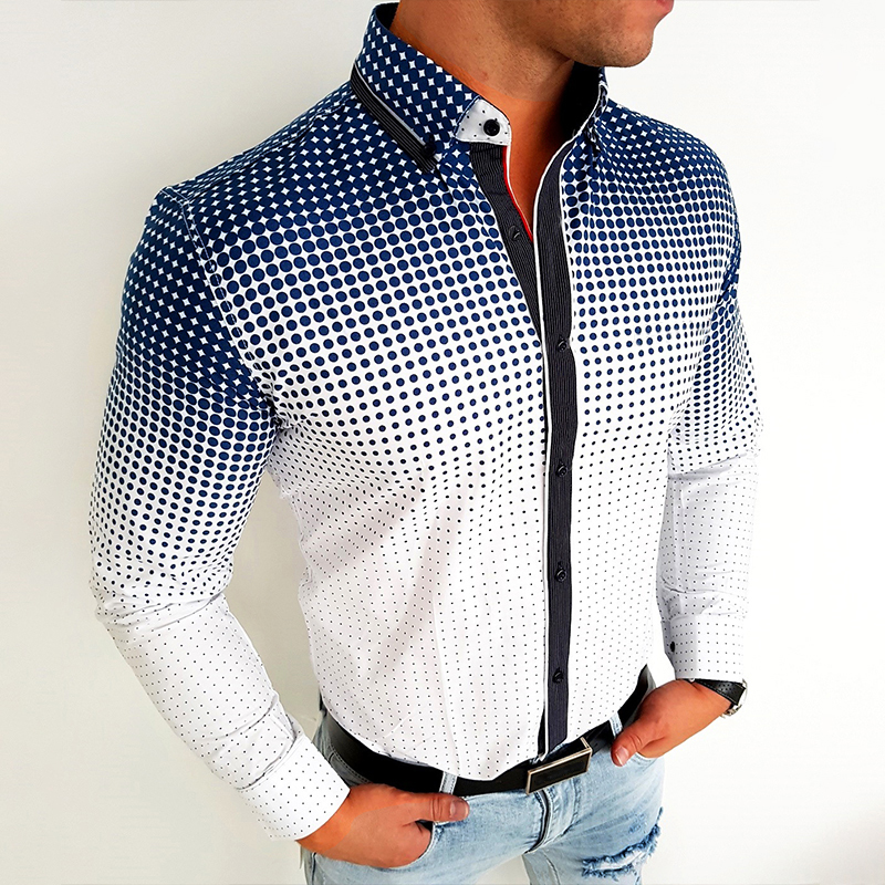 Casual Spring Vintage Digital Printed Buttoned Tops Mens Blouses Fashion Men Clothing Autumn Long Sleeve Turn-down Collar Shirts 220322