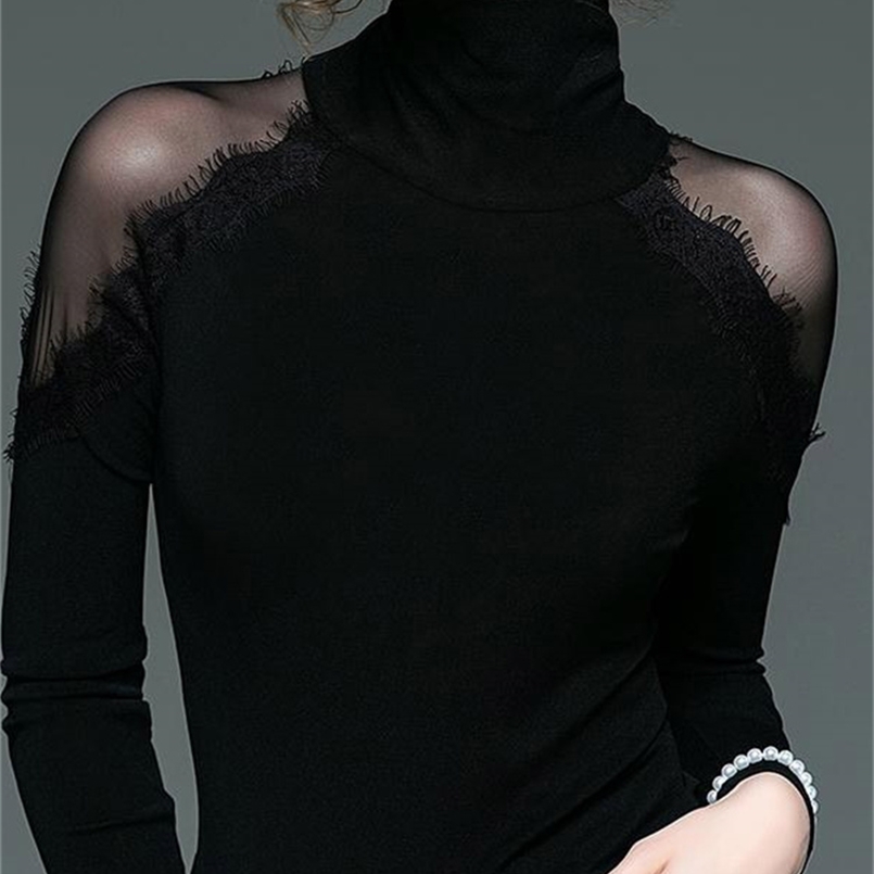 Women Spring Autumn Style Lace Blouses Shirts Lady Casual Turtleneck Off Shoulder Lace Blusas Tops DF3132 220407, Black
Women Spring Autumn Style Lace Blouses Shirts Lady Casual Turtleneck Off Shoulder Lace Blusas Tops DF3132 220407, Black