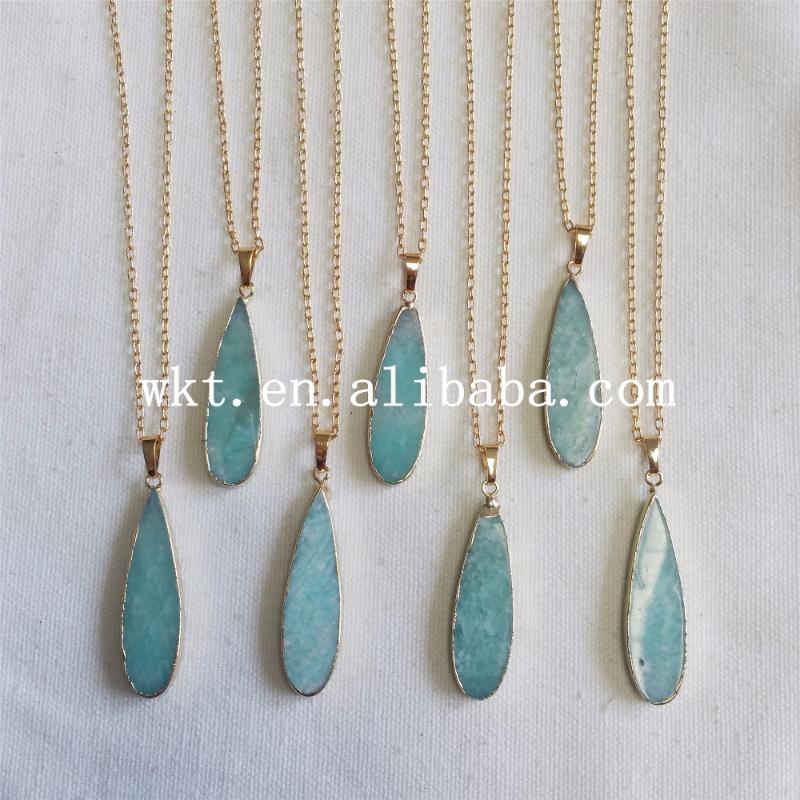 Pendant Necklaces WT-N615 Wholesale Long Tear Drop Amazonite Necklace Nice Quality Teardrop With 24k Gold Trim For GirlPendant
Pendant Necklaces WT-N615 Wholesale Long Tear Drop Amazonite Necklace Nice Quality Teardrop With 24k Gold Trim For GirlPendant