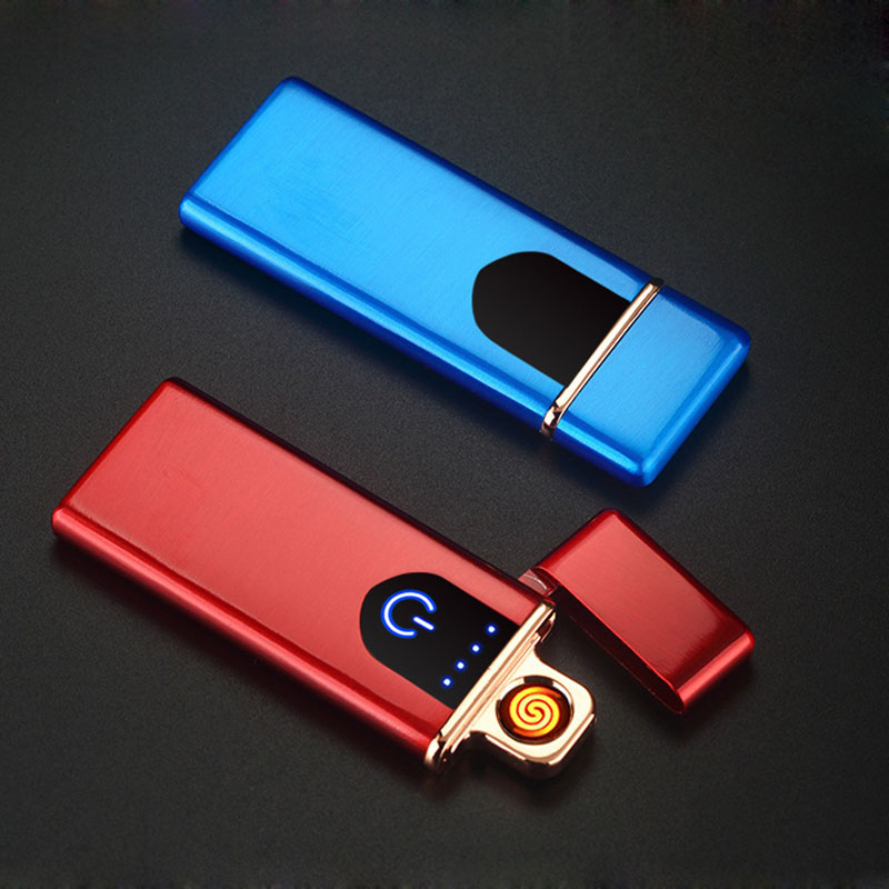 USB Lighter Rechargeable Electronic Lighters LED Screen Plasma Power Display Thunder Gadgets portable for travel W260202